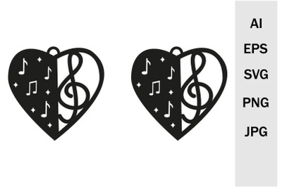 Earrings and pendants music, svg template