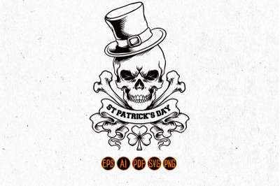 Silhouette Skull St Patrick&#039;s Day SVG Clipart