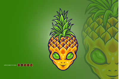 Alien Pineapple Mascot Logo Summer Holiday