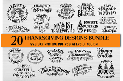 20 Thanksgiving Bundle SVG . Thanksgiving SVG Quotes.