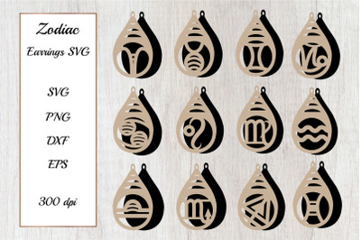 Zodiac Earrings SVG. Earrings Template. Astrology SVG Bundle