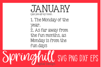 January Definition SVG PNG DXF &amp; EPS Design Cutting Files