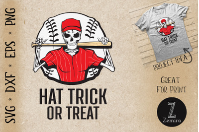 Skeleton hat trick or treat Baseball