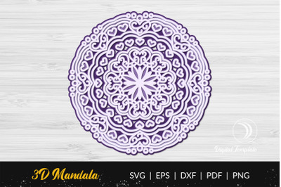 3D Layered Heart Mandala Cut File