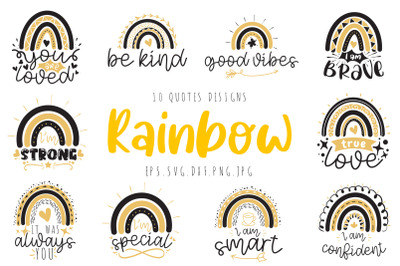 Rainbow Quotes Bundle Love Positive SVG