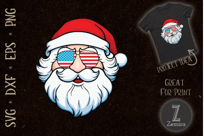 Santa Claus Patriotic USA Sunglasses SVG