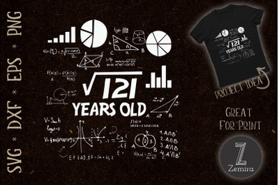 Square Root 121 11th Birthday Love Math