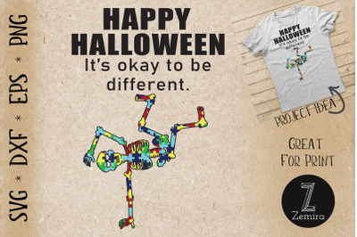 Halloween Autism Awareness Skeleton