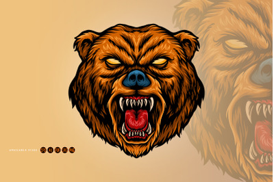 Angry Bear Cartoon Mascot Illustrations