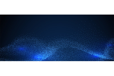 Modern digital background. Particles glowing wave, technology or scien