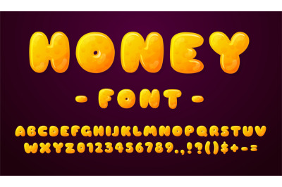 Honey font. Round letters, juicy color type design. Soft sweet alphabe