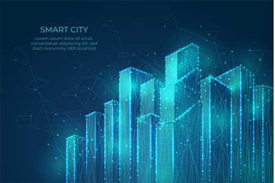 Technology city background. Building shapes, smart digital tech citysc