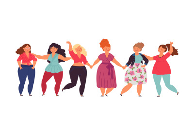 Diverse woman banner. Isolated girls group&2C; happy smiling women togeth