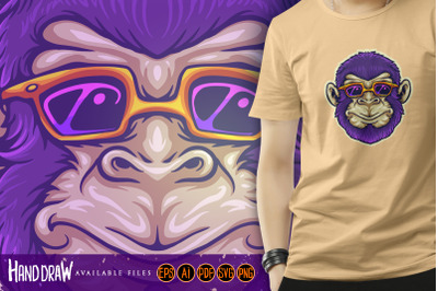 Cool Monkey Head Sunglasses Mascot