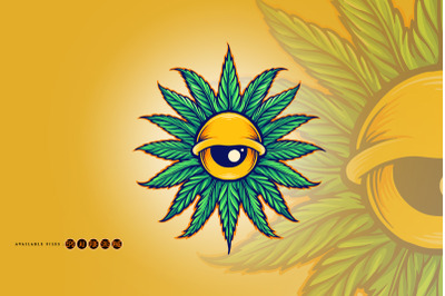 Mandala Leaf Cannabis Eyes illustration