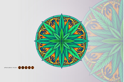 Weed Leaf Mandala Cannabis Marijuana