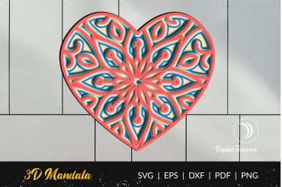 3D Layered Heart Mandala