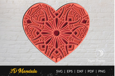 3D Heart Mandala Cut File