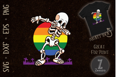 Halloween Dabbing Skeleton LGBT Pride