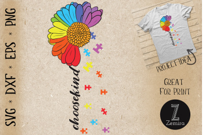 Choose Kind Autism Awareness Flower