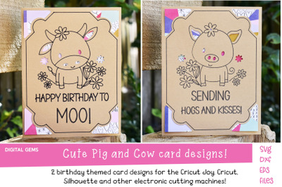 Cow and Pig Card designs