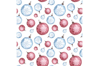 Christmas balls watercolor seamless pattern. Christmas&2C; New Year.