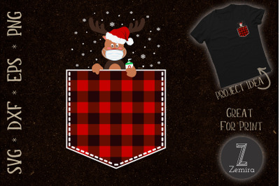 Red Plaid Reindeer in Pocket Christmas