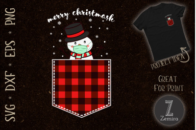 Red Plaid Snowman in Pocket Christmas