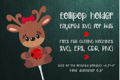 Christmas Deer Lollipop Holder template SVG