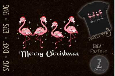 Pink Flamingo Merry Christmas