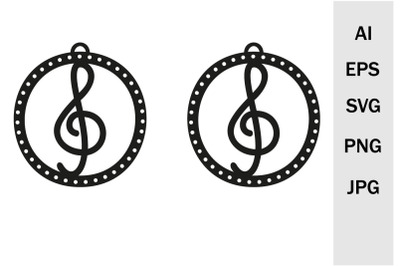 Earrings and pendants music&2C; svg template