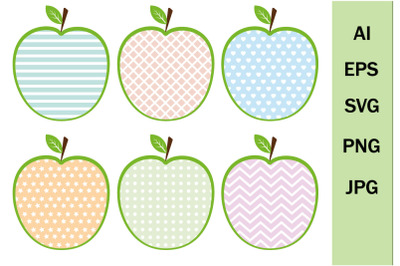 Apples with ornaments, svg format, by layers