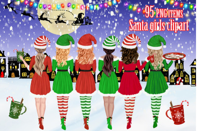 Christmas girls clipart,Elf santa girls,Christmas Mug design