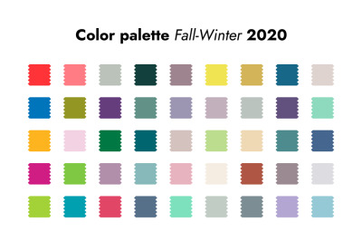 Trendy colors. Fall-winter fashion palette forecast, colorful and neut