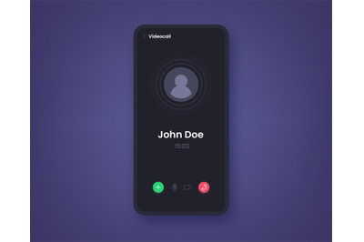 Phone video call. Realistic communication interface with screen button