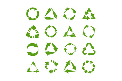 Reuse icons. Circles and triangles with arrows. Emblems for label, sym