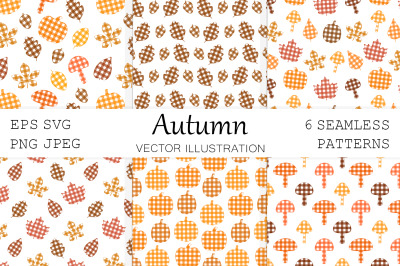 Autumn plaid print pattern. Leaves pattern. Pumpkin pattern