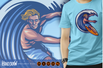 Surfing man Summer Extreme Logo