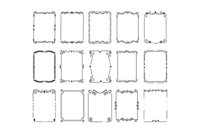 Vintage borders. Decorative frames with floral and geometric elements&2C;
