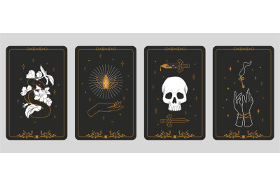 Tarot cards. Boho banners. Vintage spiritual signs&2C; mystic or esoteric