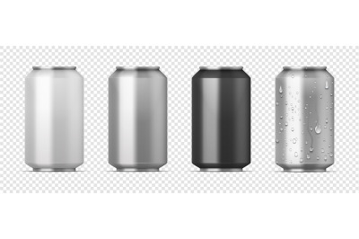 Realistic beer pack. 3D aluminum cans for carbonated drinks with water