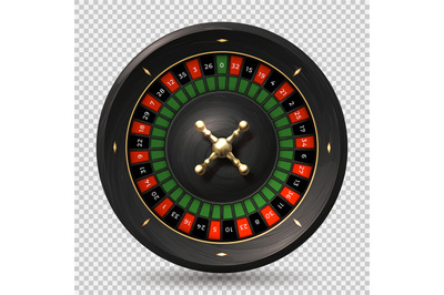 Roulette wheel. 3D realistic casino spin. Gambling equipment, spin cir