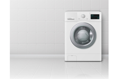 Washer. Realistic 3D household appliances for launder, cleaning clothe