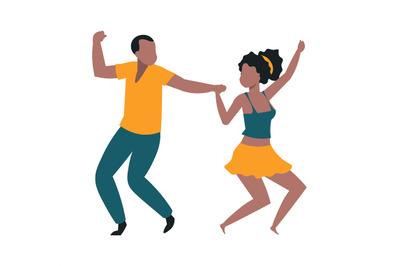 Pair of dancers. Cheerful man and woman dancing together. Young people