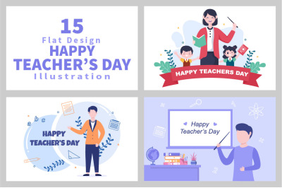 15 Happy Teacher&amp;&23;039;s Day Background Vector Illustration