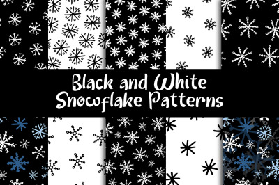 Black and White Snowflake Digital Paper.