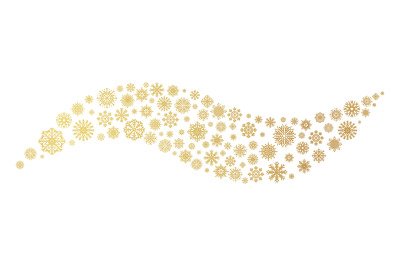 Golden wave snowflake. Ice crystal festive effect&2C; Christmas templates