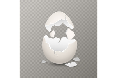 Broken egg. Chicken cracked eggshell. Opened egg with broken shell, fa