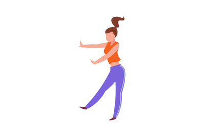 Dancing woman. Dancer in sport clothes, female doing exercises, waving