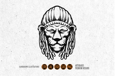 Rastafarian Lion Head Silhouette